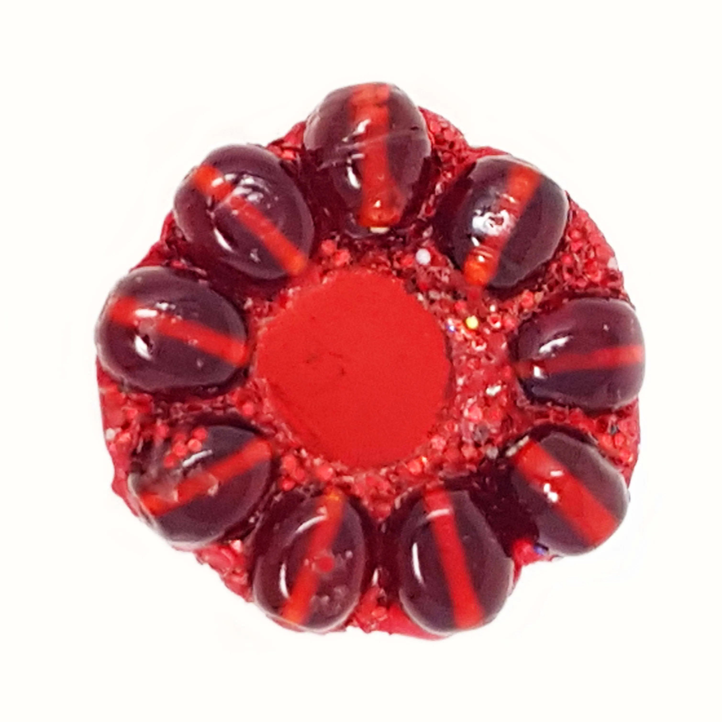 RED ROUND FLOWER RING