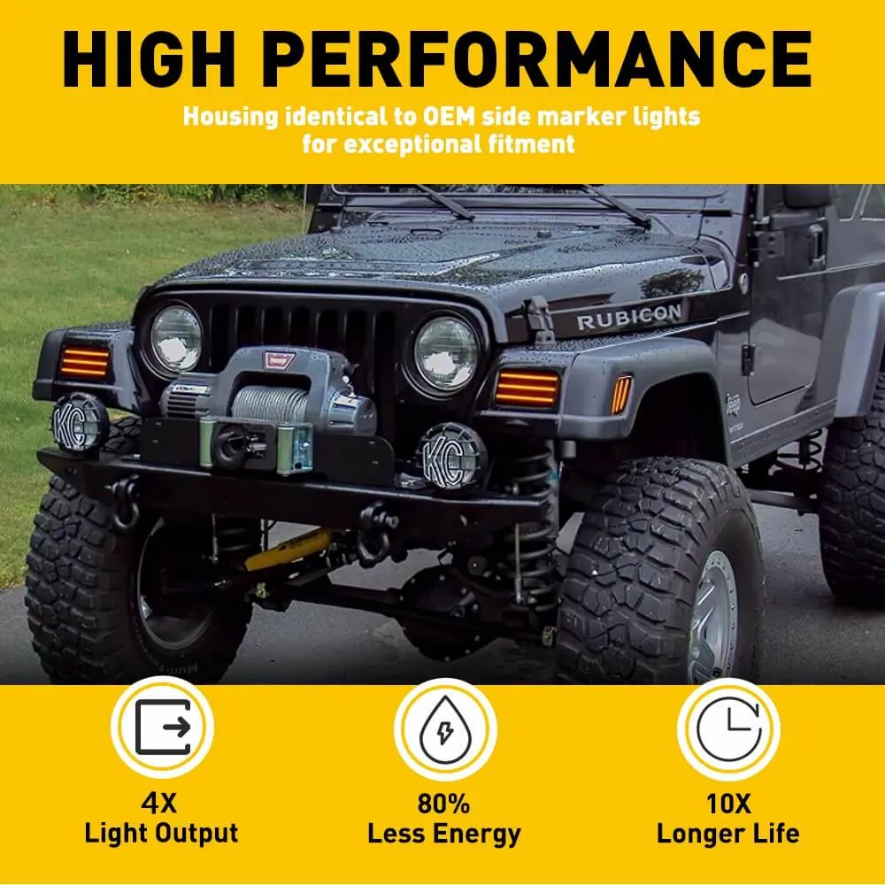 Smoke LED Front Bumper Turn Signal   Side Marker Light for 1997-2006 Jeep Wrangler TJ