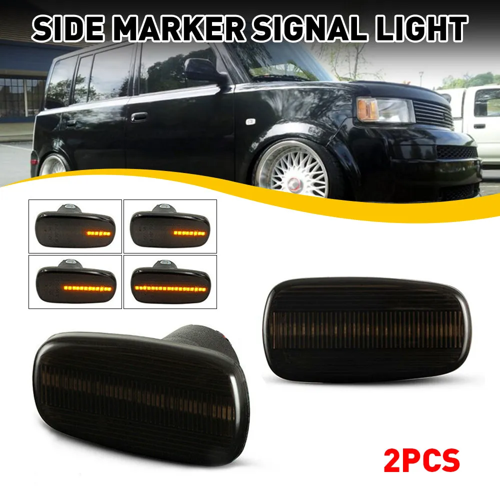 Smoke Lens LED Side Marker Light Flowing Yellow Light For 01-05 LEXUS 04-06 SCION