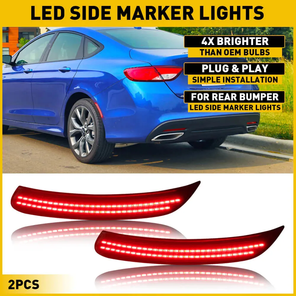 Smoked Shell Front and Rear Bumper LED Side Marker Light for 15-17 Chrysler 200