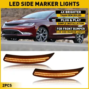 Smoked Shell Front and Rear Bumper LED Side Marker Light for 15-17 Chrysler 200