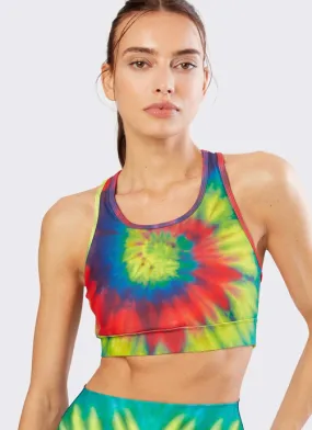 Splits59 Women's Geri Cropped Tank Top Sports Bra - Tie Dye