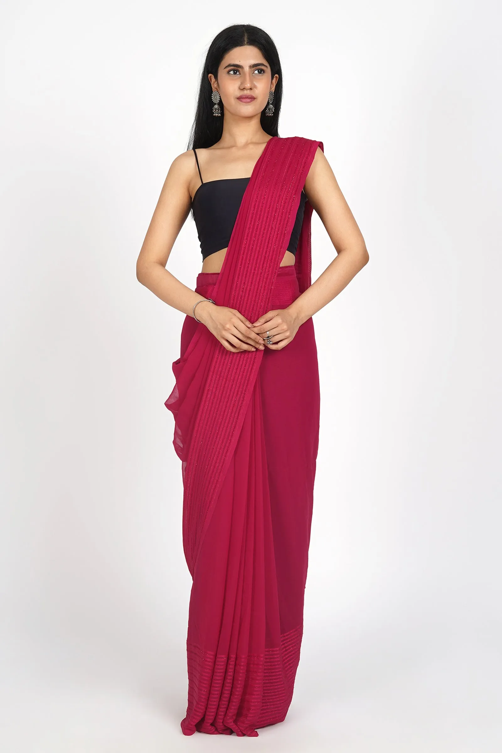 Teejh Fuchsia Fantasy Pre-Draped Saree