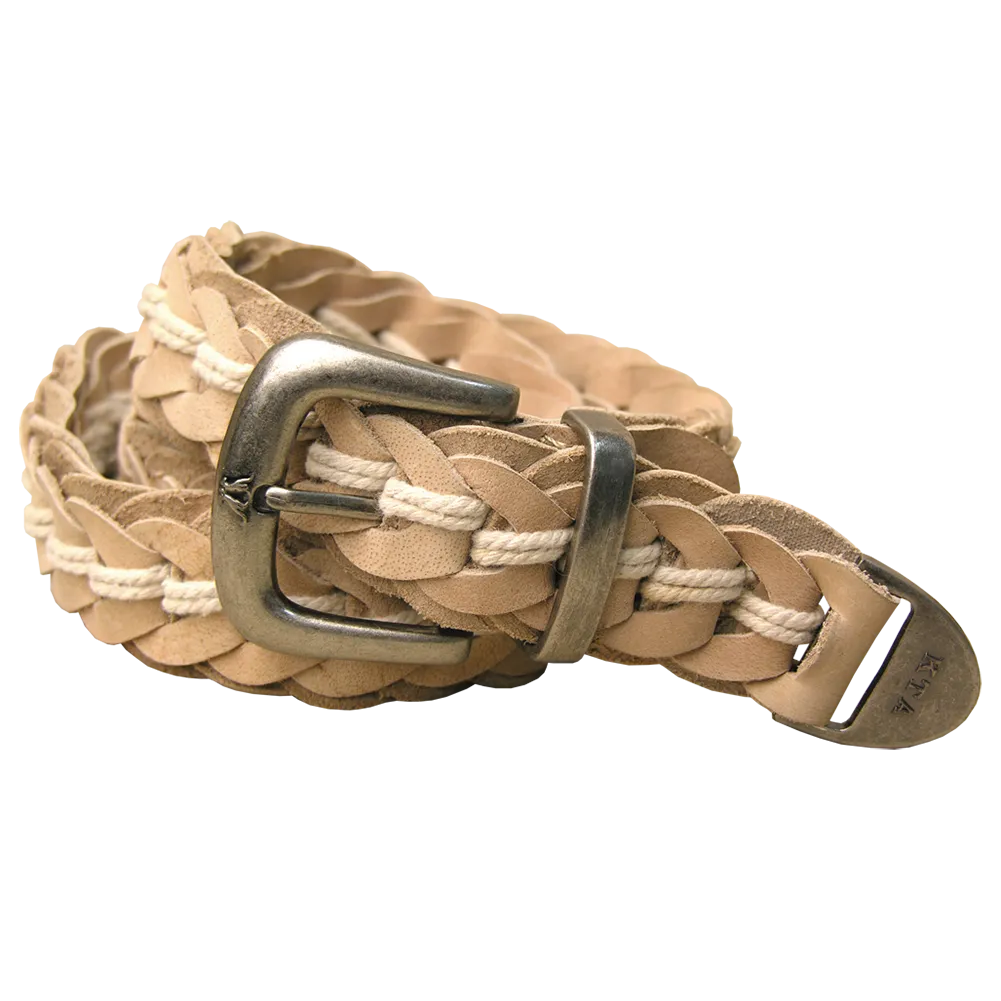 Tucker Buffalo Leather Hand Braided Belt in Bone