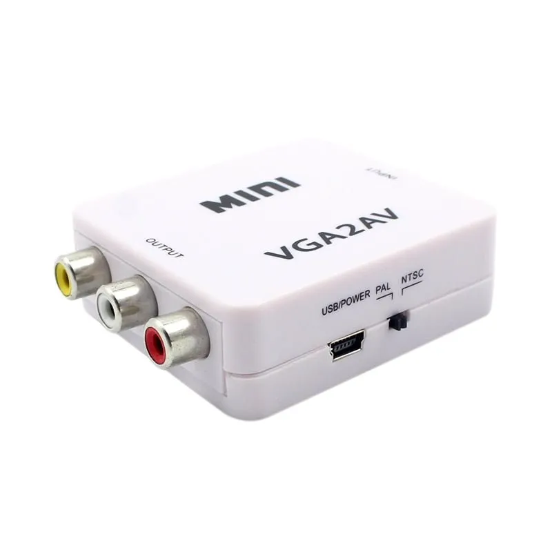 VGA2AV Mini VGA to AV RCA Converter for PC & Audio