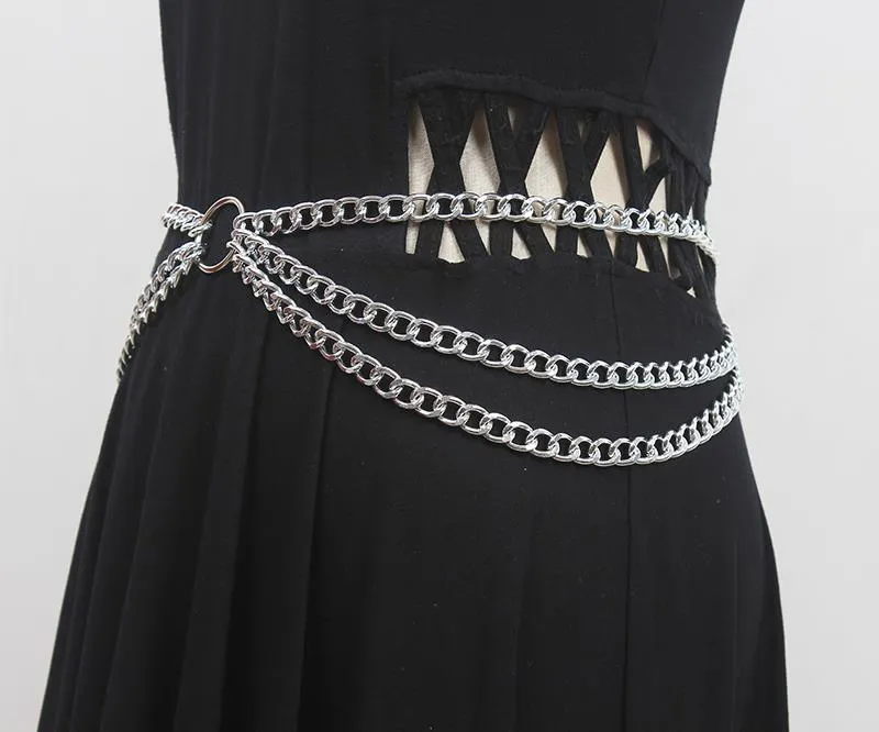 Vintage Fashion Multilayer Metal Waist Chain Belt With Skirt Gold Chain Belt Accessories Tassel Pants Chain