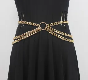 Vintage Fashion Multilayer Metal Waist Chain Belt With Skirt Gold Chain Belt Accessories Tassel Pants Chain