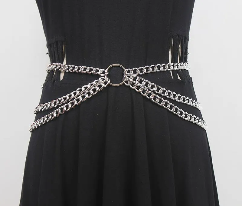 Vintage Fashion Multilayer Metal Waist Chain Belt With Skirt Gold Chain Belt Accessories Tassel Pants Chain