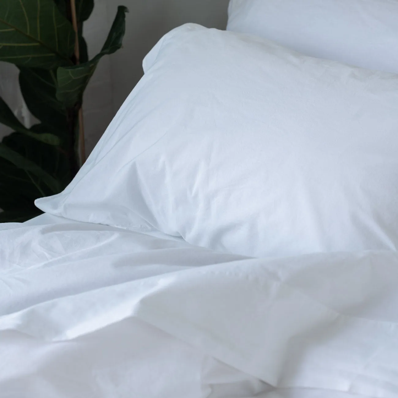 White Washed Cotton Percale Flat Sheet