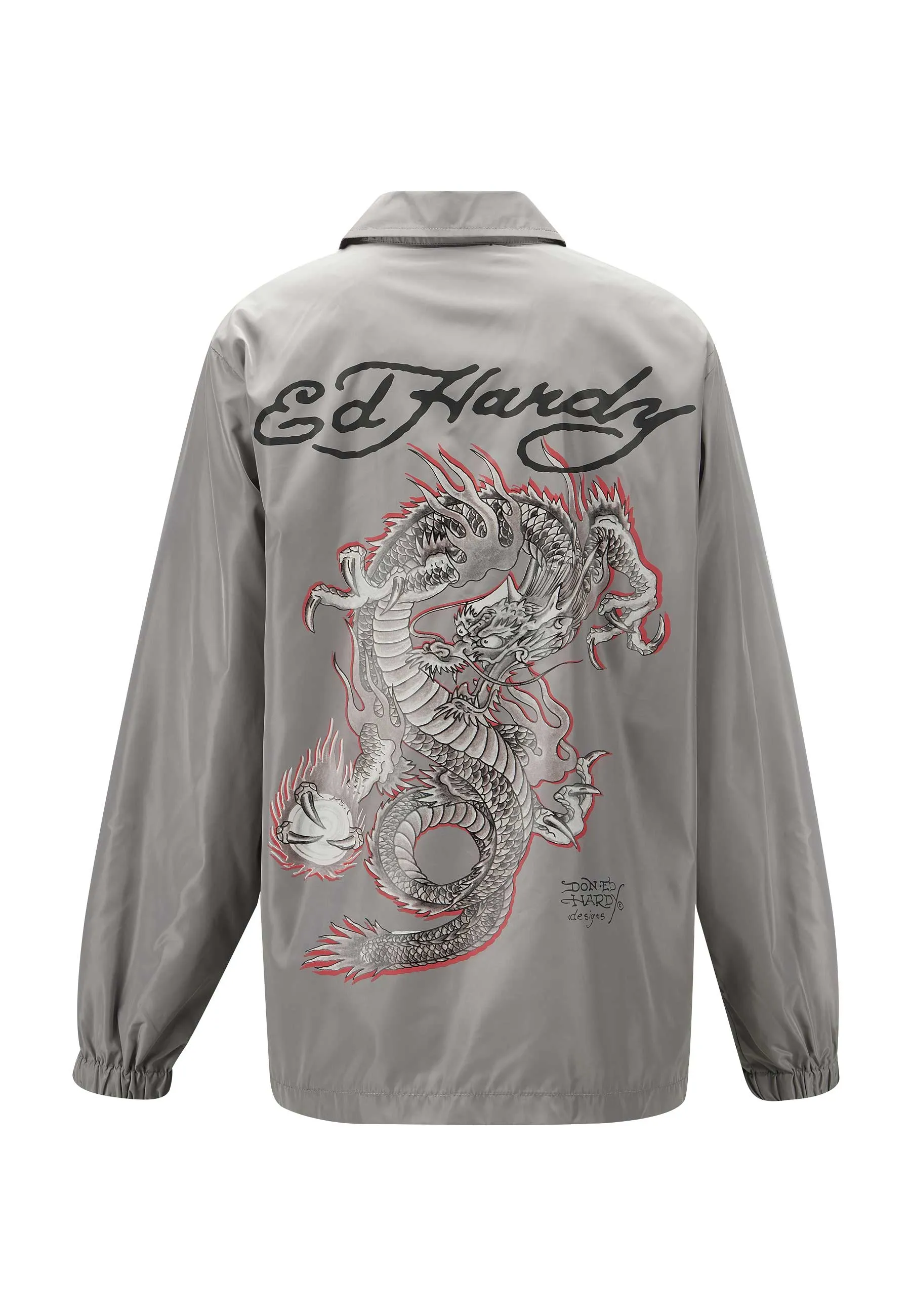 Womens Fireball Dragon Coach Jacket - Grey