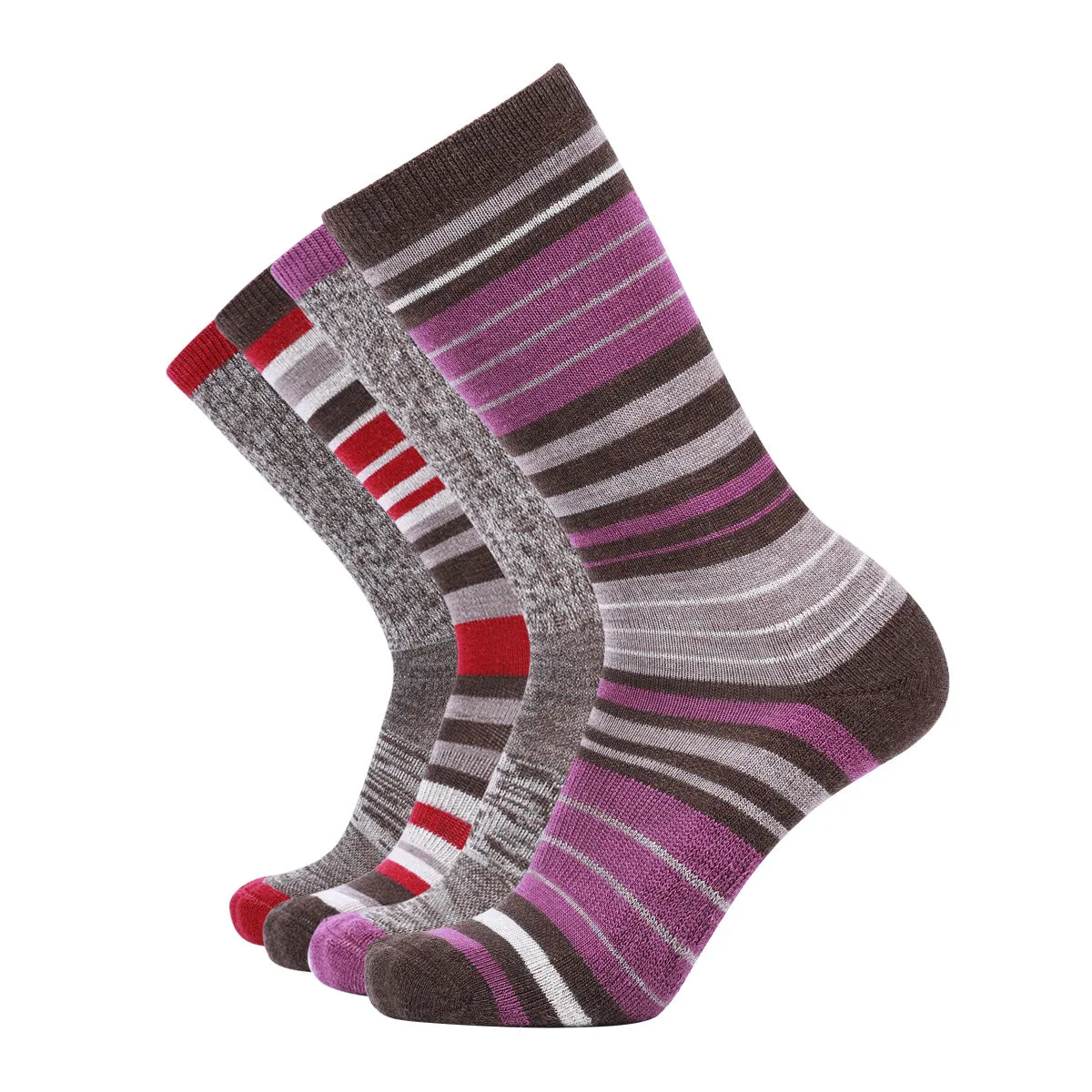 Women's Touch Wear Everyday Pink Stripes crew socks 4-packs