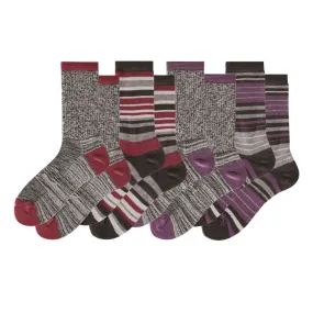 Women's Touch Wear Everyday Pink Stripes crew socks 4-packs