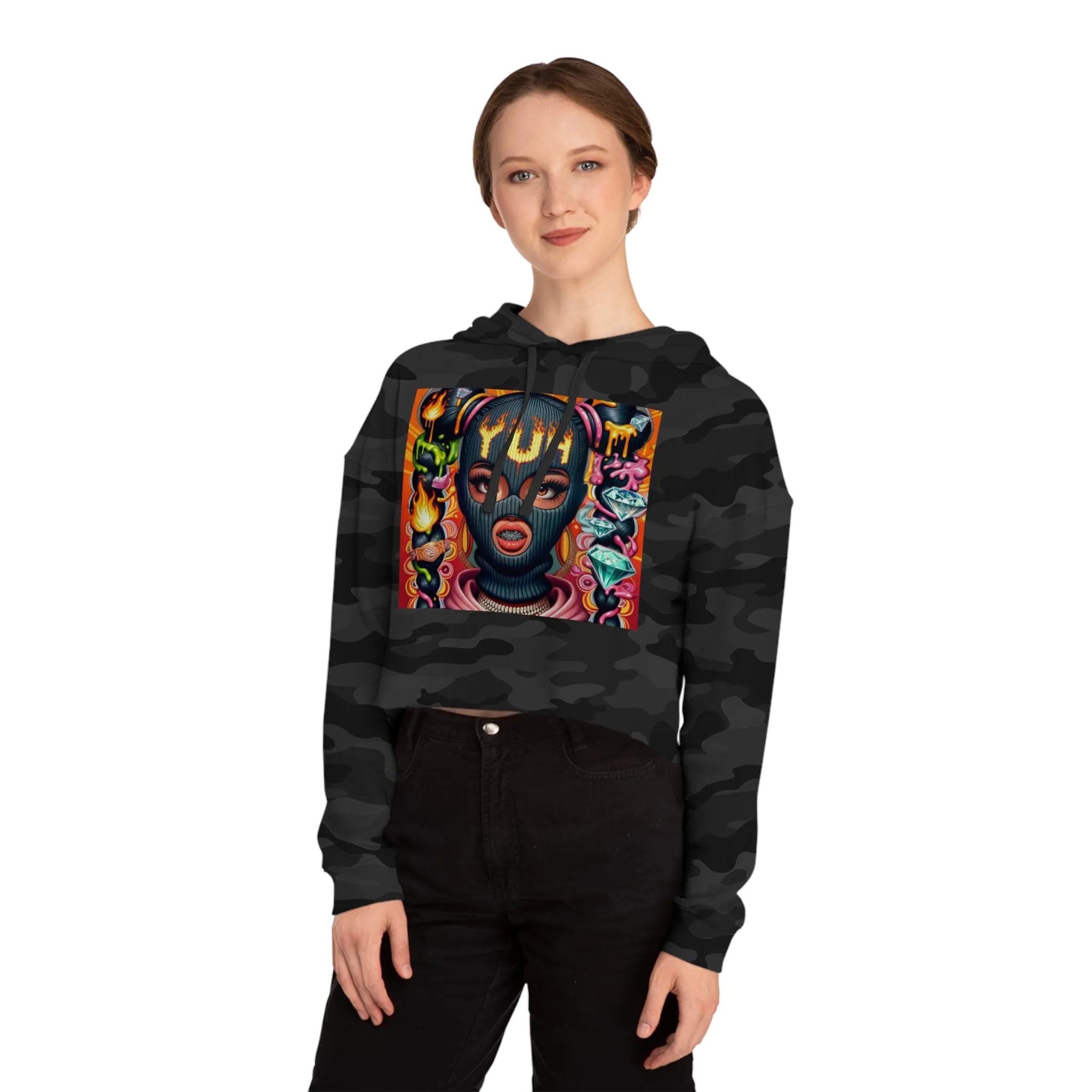 YUH Women/GIRLS Cropped Hooded Sweatshirt