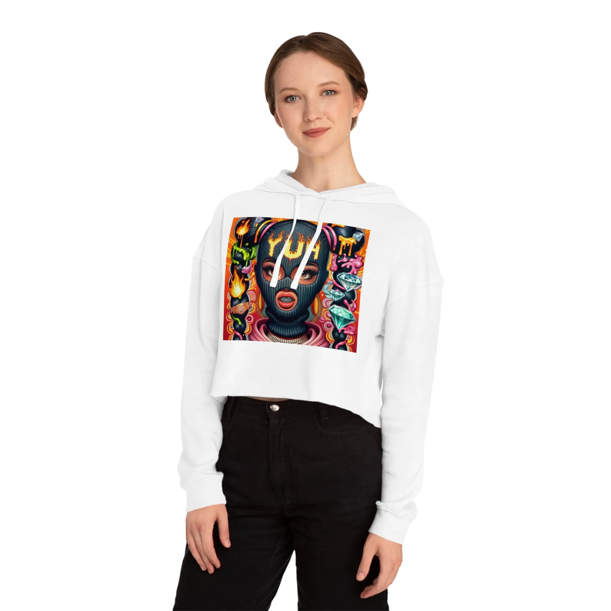 YUH Women/GIRLS Cropped Hooded Sweatshirt